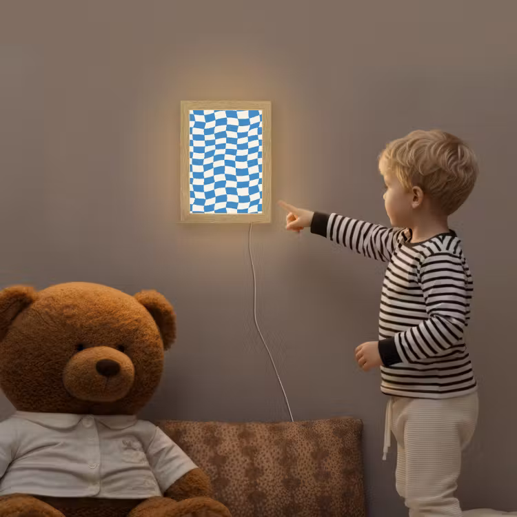 Golvend - Patroon - Blauw Light Box met kabel (Kinderlampje) klein 904 -sfeer4a_kind