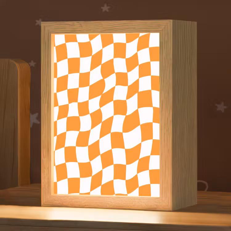 Golvend - Patroon - Oranje Light Box met kabel (Kinderlampje) klein 904 -zzz_3d_website