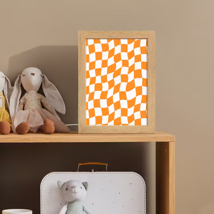 Golvend - Patroon - Oranje Light Box met kabel (Kinderlampje) klein 904 -sfeer2_kind
