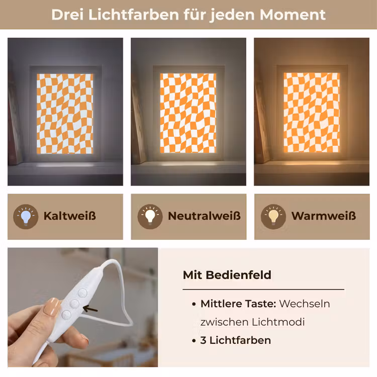 Golvend - Patroon - Oranje Light Box met kabel (Kinderlampje) klein 904 -USP_lichtkleurDE