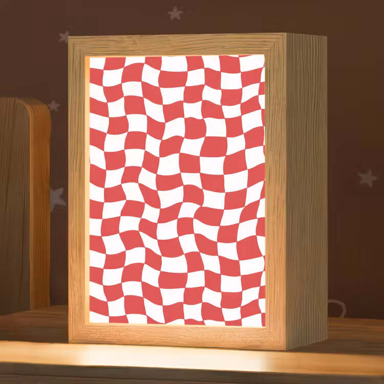 Golvend - Patroon - Rood Light Box met kabel (Kinderlampje) klein 904 -zzz_3d_website