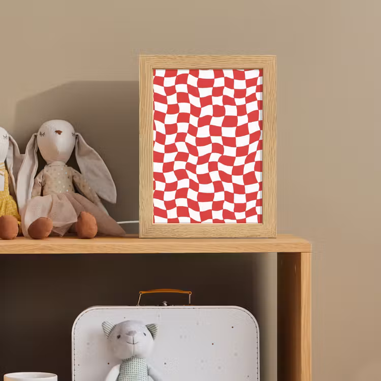 Golvend - Patroon - Rood Light Box met kabel (Kinderlampje) klein 904 -sfeer2_kind