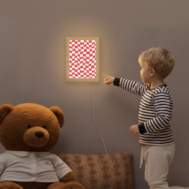 Golvend - Patroon - Rood Light Box met kabel (Kinderlampje) klein 904 -sfeer4a_kind