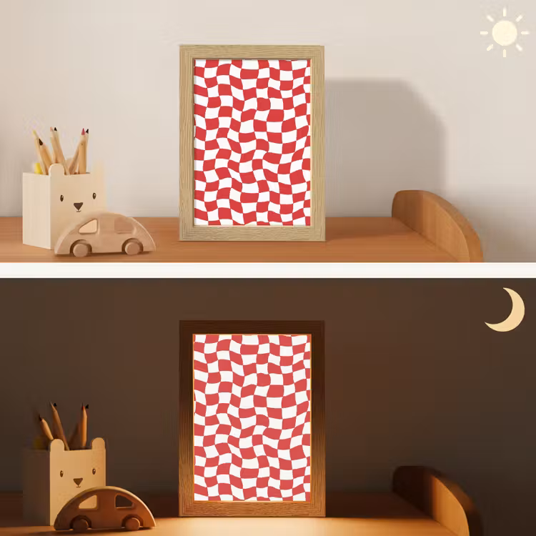 Golvend - Patroon - Rood Light Box met kabel (Kinderlampje) klein 904 -sfeer3_kind