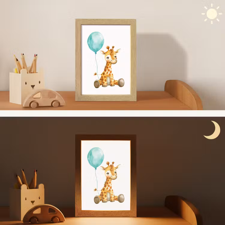 Giraf - Baby - Dieren - Blauwe ballon Light Box met kabel klein -sfeer3_kind