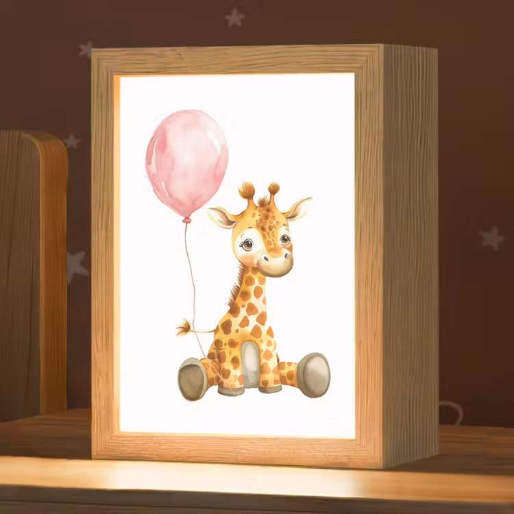 Giraf - Baby - Dieren - Roze ballon Light Box met kabel klein -zzz_3d_website