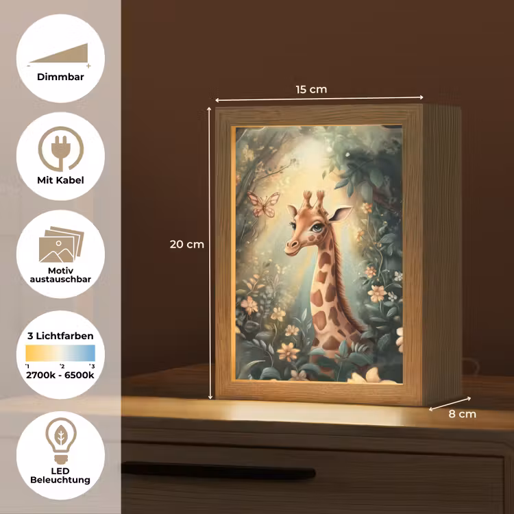 Giraffe - Jungle - Bloemen Light Box met kabel (Kinderlampje) klein -USP_websiteoverzichtDE