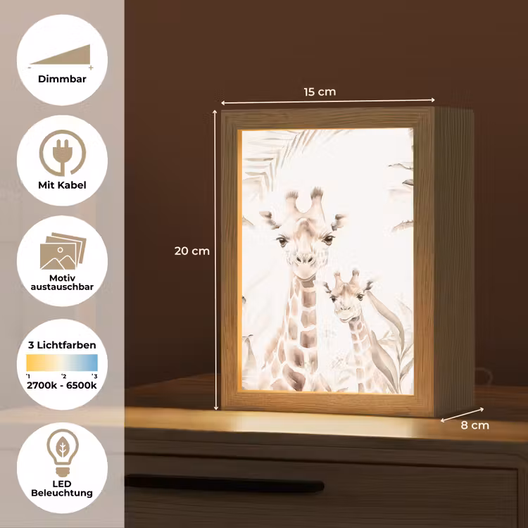 Giraffe - Jungle - Bruin - Kinderen Light Box met kabel (Kinderlampje) klein -USP_websiteoverzichtDE