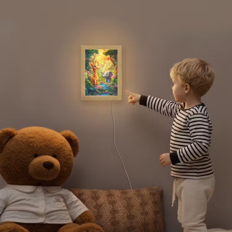 Giraf - Olifant - Bloemen - Jungle Light Box met kabel klein -sfeer4a_kind