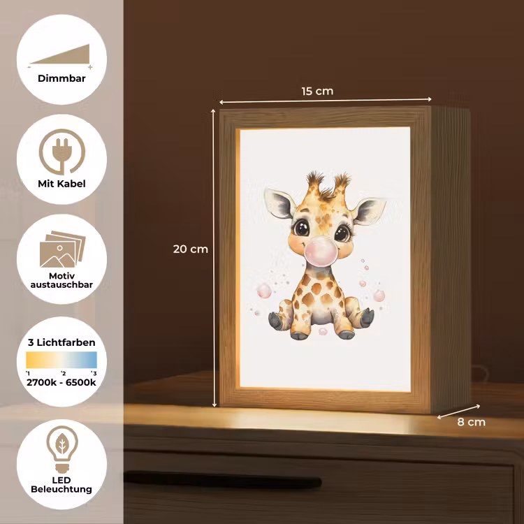 Giraffe - Roze - Kauwgom Light Box met kabel (Kinderlampje) klein -USP_websiteoverzichtDE