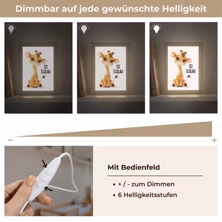 Giraf - Wees slim - Quote - Dier Light Box met kabel klein -USP_dimbaarDE