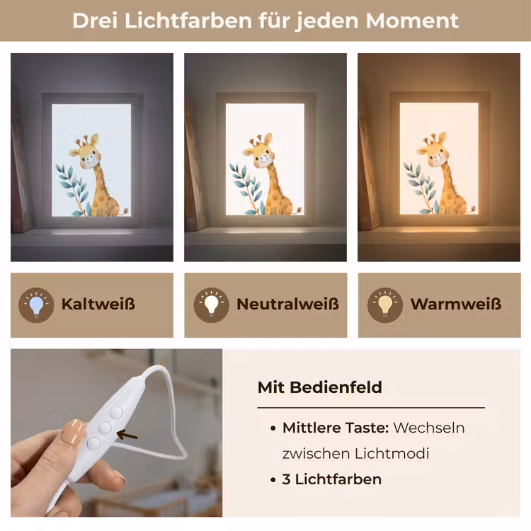 Giraf - Dier - Wilde dieren Light Box met kabel klein -USP_lichtkleurDE