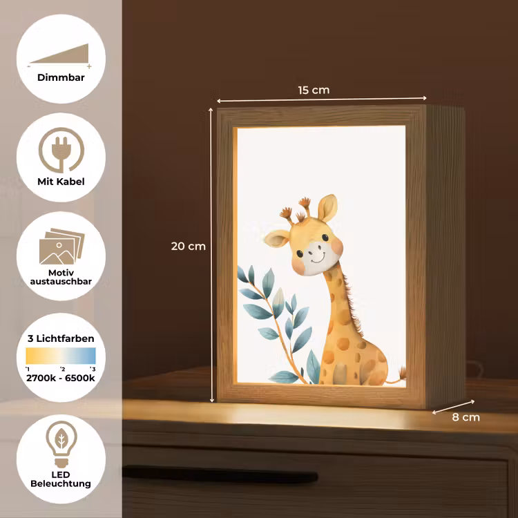 Giraf - Dier - Wilde dieren Light Box met kabel (Kinderlampje) klein -USP_websiteoverzichtDE