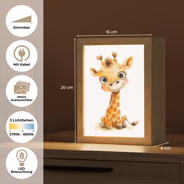 Giraf - Baby dier - Wilde dieren Light Box met kabel (Kinderlampje) klein -USP_websiteoverzichtDE