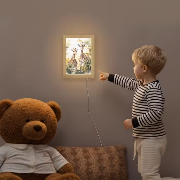 Giraffe - Wilde dieren - Natuur - Kinderen Light Box met kabel klein -sfeer4a_kind