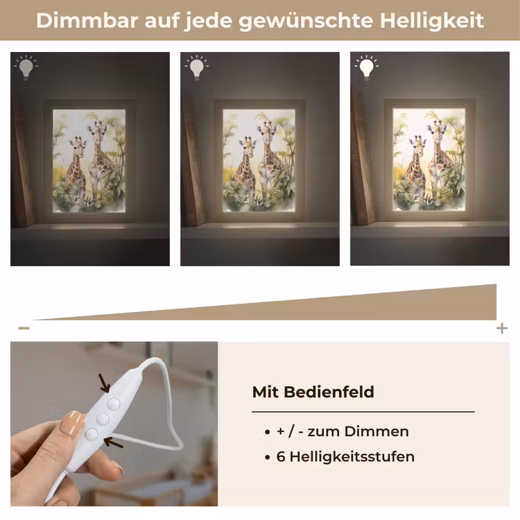 Giraffe - Wilde dieren - Natuur - Kinderen Light Box met kabel klein -USP_dimbaarDE