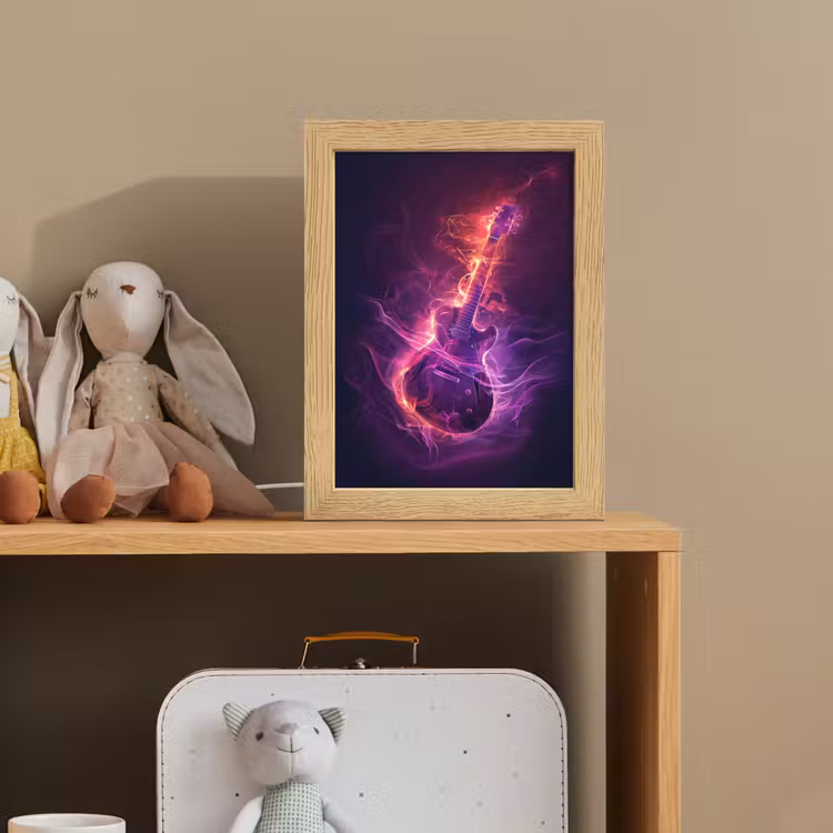 Gitaar - Muziek - Rook - Paars Light Box met kabel klein -sfeer2_kind