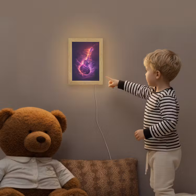 Gitaar - Muziek - Rook - Paars Light Box met kabel klein -sfeer4a_kind