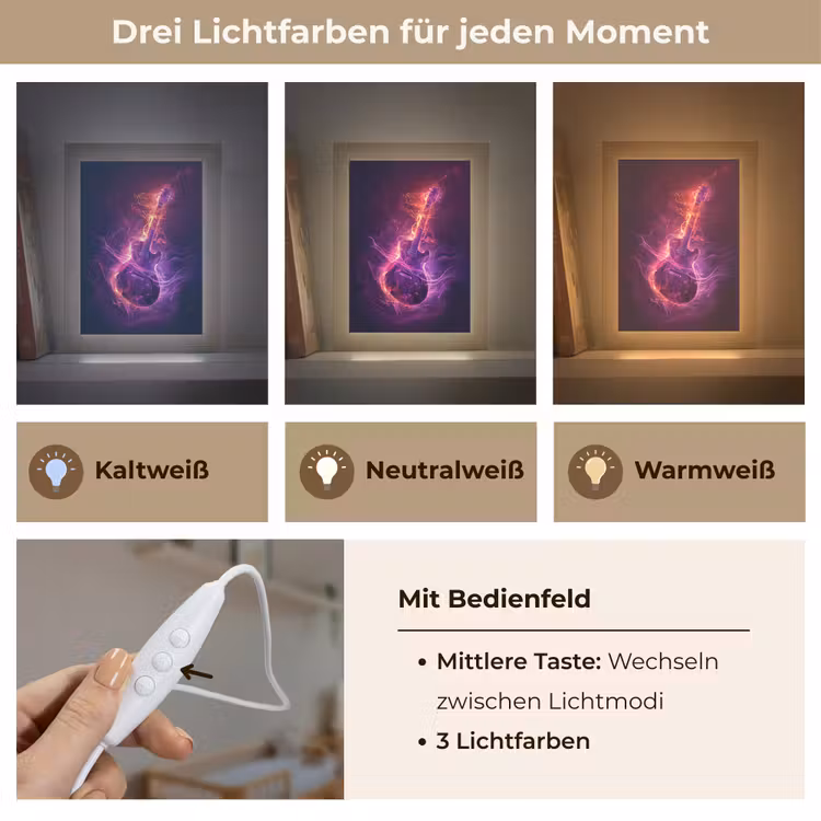 Gitaar - Muziek - Rook - Paars Light Box met kabel klein -USP_lichtkleurDE