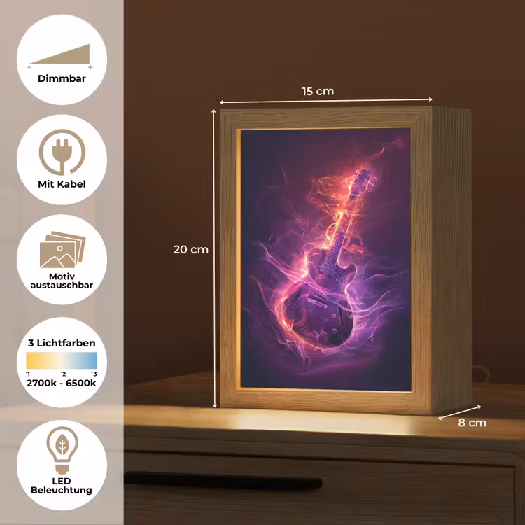 Gitaar - Muziek - Rook - Paars Light Box met kabel (Kinderlampje) klein -USP_websiteoverzichtDE