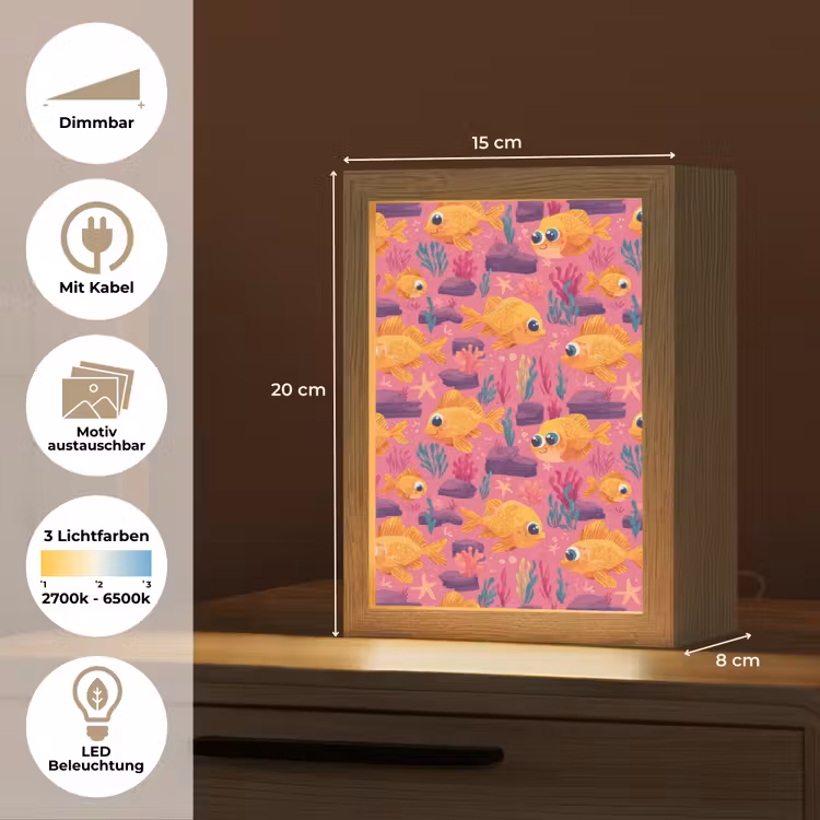 Goudvissen - Koraal - Kleurrijk Light Box met kabel (Kinderlampje) klein 904 -USP_websiteoverzichtDE