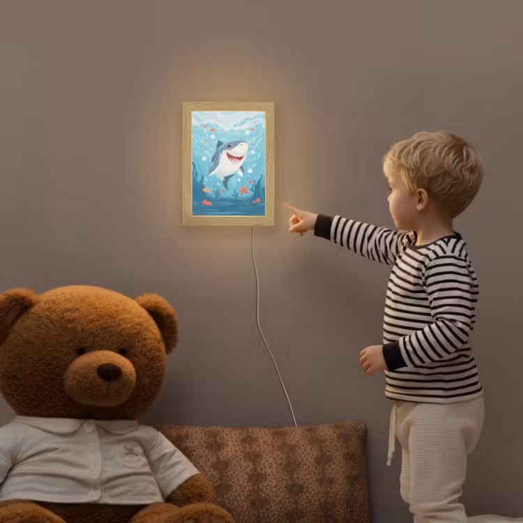 Haai - Vissen - Blauw - Onderwater Light Box met kabel klein -sfeer4a_kind