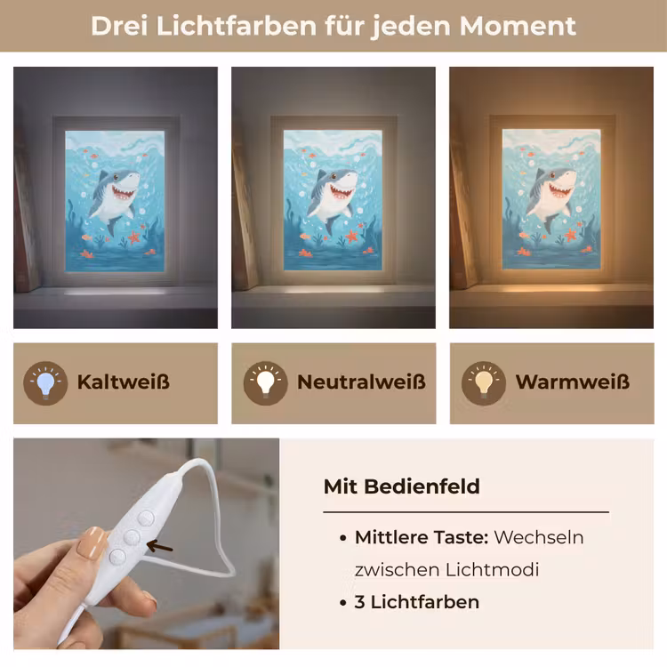 Haai - Vissen - Blauw - Onderwater Light Box met kabel klein -USP_lichtkleurDE