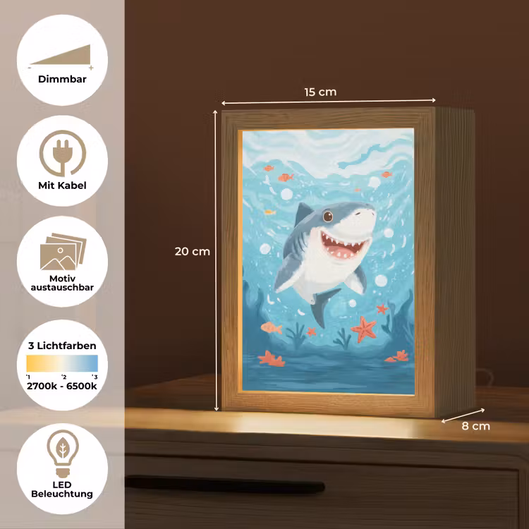 Haai - Vissen - Blauw - Onderwater Light Box met kabel (Kinderlampje) klein -USP_websiteoverzichtDE