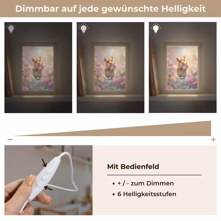 Hamster - Bloemen - Roze - Oranje Light Box met kabel klein -USP_dimbaarDE