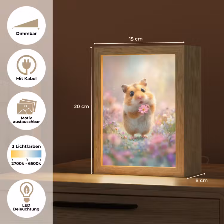 Hamster - Bloemen - Roze - Oranje Light Box met kabel (Kinderlampje) klein -USP_websiteoverzichtDE