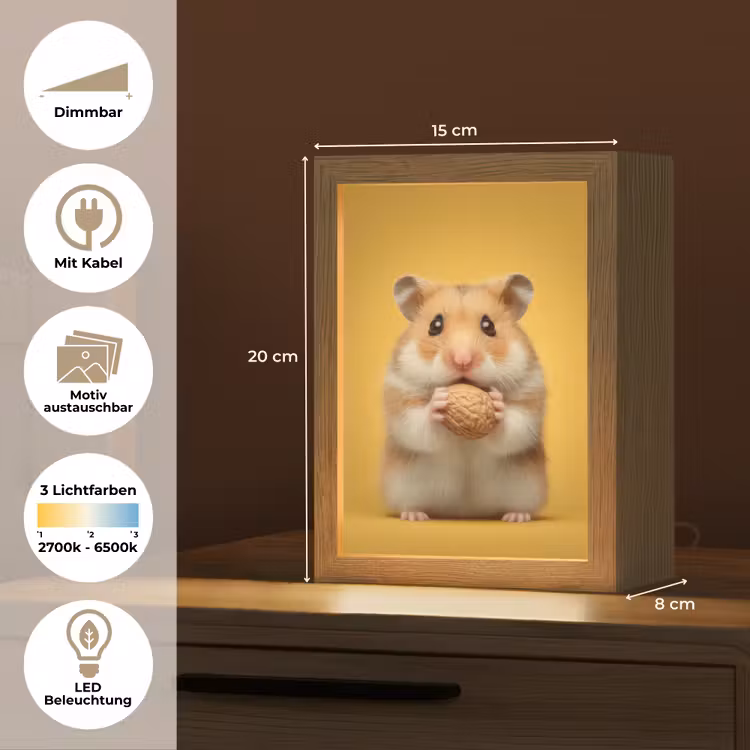 Hamster - Nootje - Geel - Knaagdier Light Box met kabel (Kinderlampje) klein -USP_websiteoverzichtDE