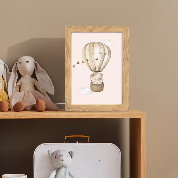 Luchtballon - Olifant - Watercolor - Beige - Dieren Light Box met kabel klein -sfeer2_kind