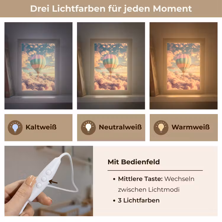 Luchtballon - Dromen - Wolken - Lucht Light Box met kabel klein -USP_lichtkleurDE