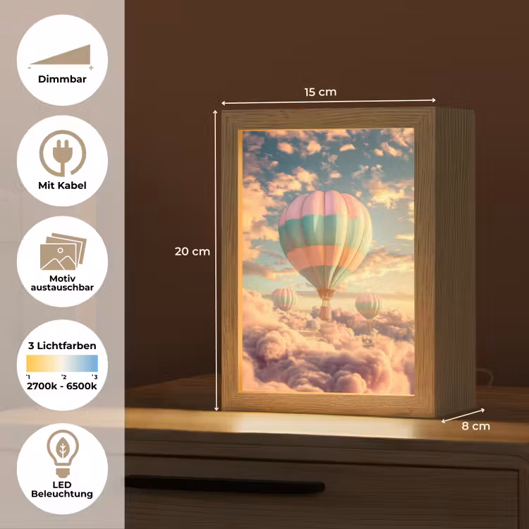 Luchtballon - Dromen - Wolken - Lucht Light Box met kabel (Kinderlampje) klein -USP_websiteoverzichtDE