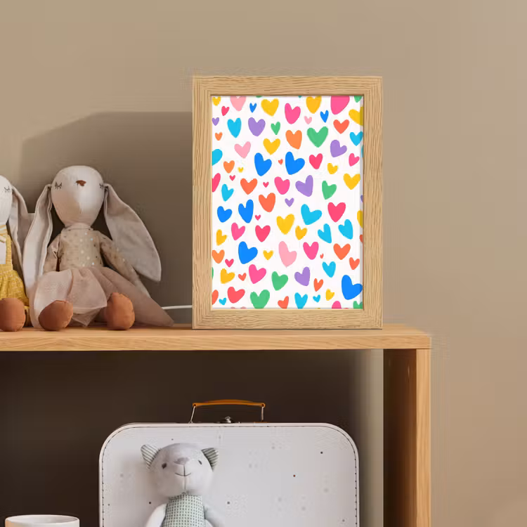 Hartjes - Kleurrijk - Patroon - Levendig Light Box met kabel klein -sfeer2_kind