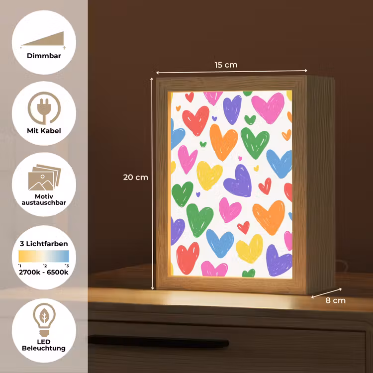 Hartjes - Patroon - Kleurrijk Light Box met kabel (Kinderlampje) klein -USP_websiteoverzichtDE