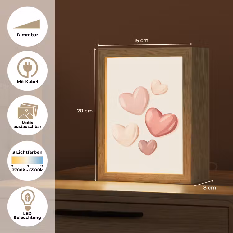 Harten - Rood - Roze - Zwevend Light Box met kabel (Kinderlampje) klein -USP_websiteoverzichtDE