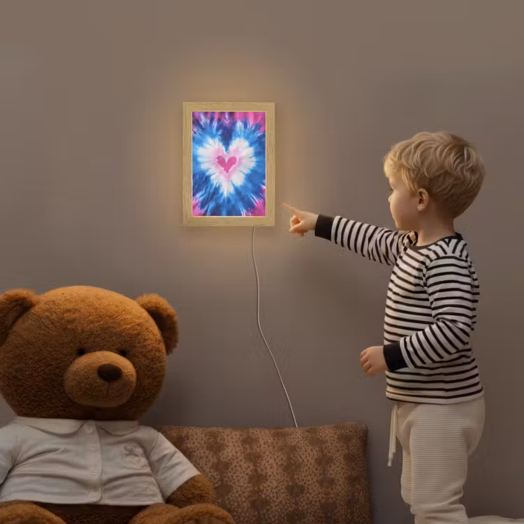 Hartvormig - Tie dye - Paars Light Box met kabel klein -sfeer4a_kind