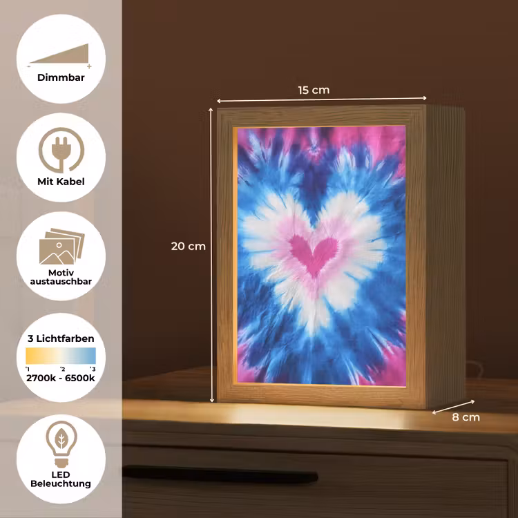 Hartvormig - Tie dye - Paars Light Box met kabel (Kinderlampje) klein -USP_websiteoverzichtDE