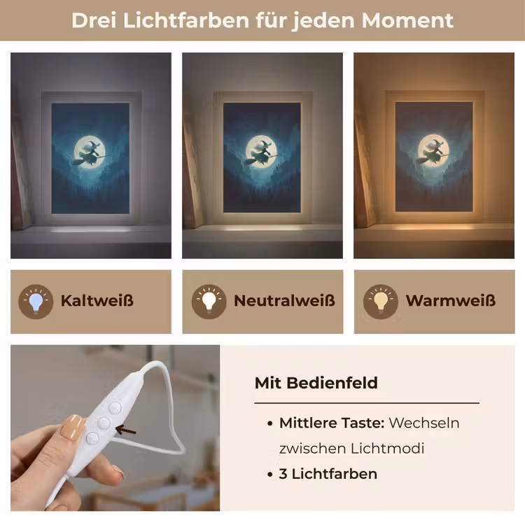 Heks - Maand - Bos - Magisch Light Box met kabel klein -USP_lichtkleurDE
