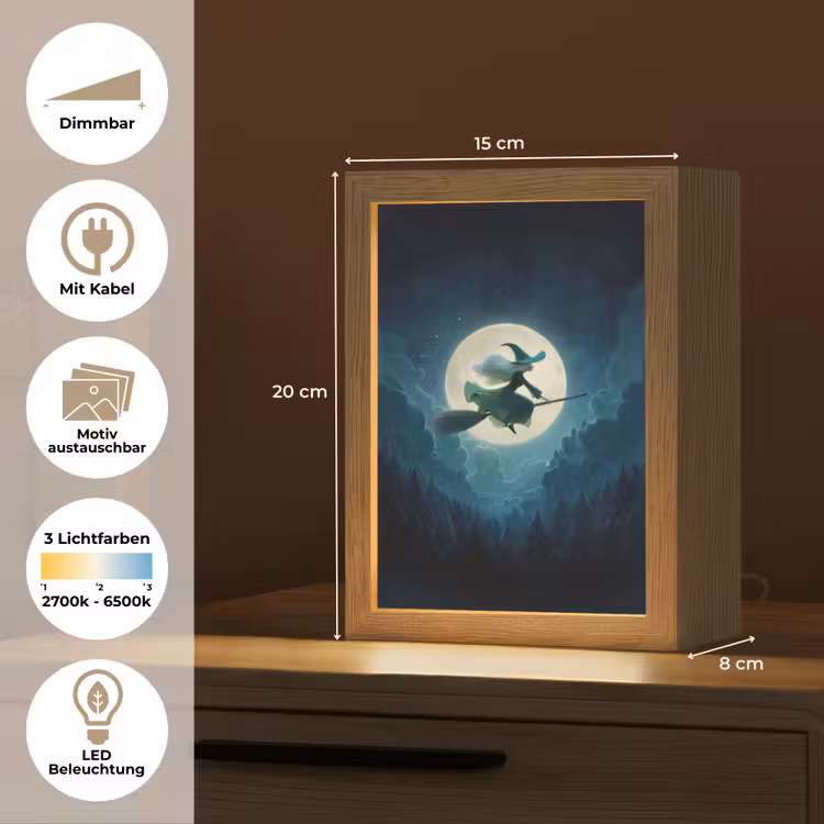 Heks - Maan - Bos - Magisch Light Box met kabel (Kinderlampje) klein -USP_websiteoverzichtDE