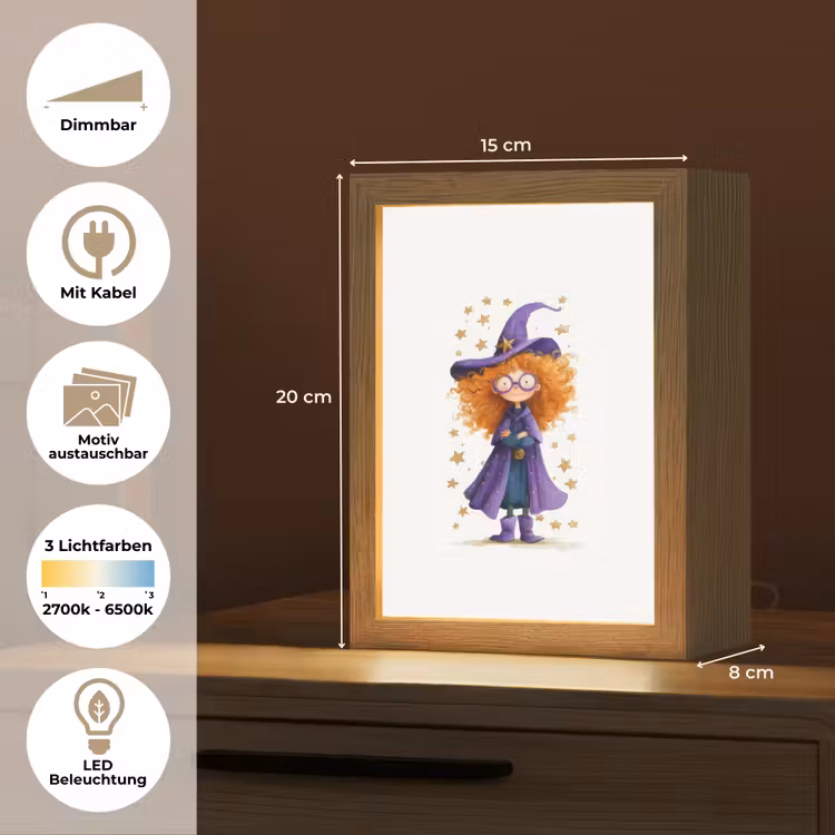 Toverheks - Sterren - Paars Light Box met kabel (Kinderlampje) klein -USP_websiteoverzichtDE