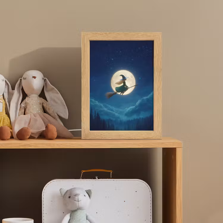 Heks - Volle maan - Sterrenhemel Light Box met kabel klein -sfeer2_kind