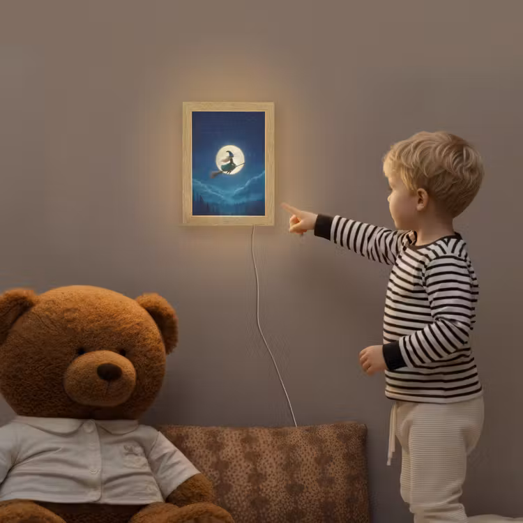 Heks - Volle maan - Sterrenhemel Light Box met kabel klein -sfeer4a_kind