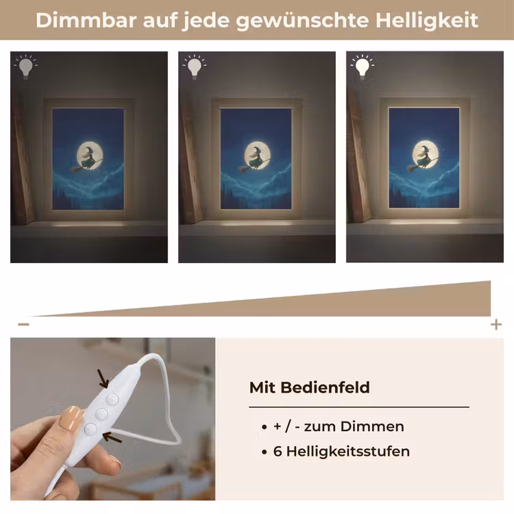 Heks - Volle maan - Sterrenhemel Light Box met kabel klein -USP_dimbaarDE