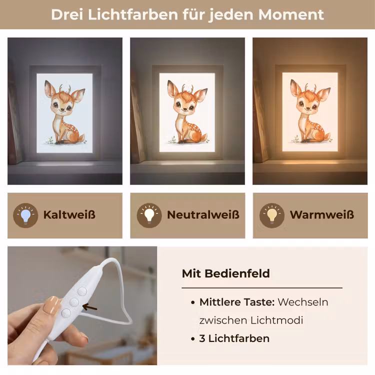 Hert - Baby - Dieren Light Box met kabel klein -USP_lichtkleurDE