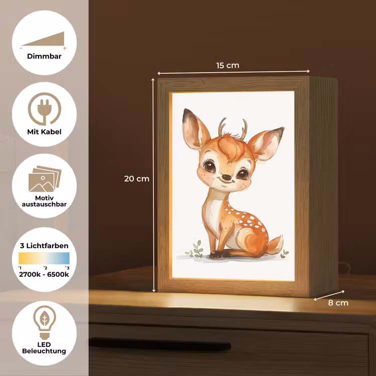 Hert - Baby - Dieren Light Box met kabel (Kinderlampje) klein -USP_websiteoverzichtDE