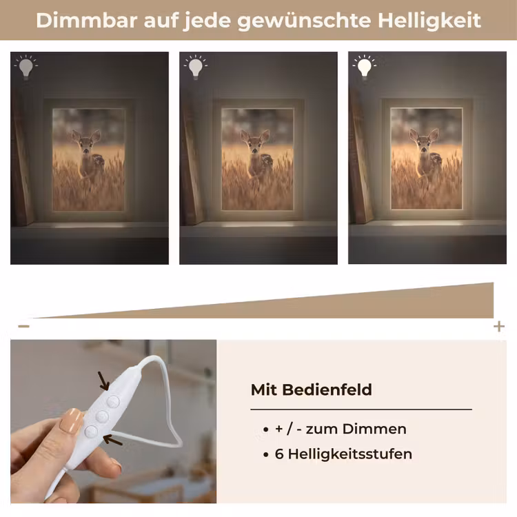Hert - Graanveld - Bruin Light Box met kabel klein -USP_dimbaarDE