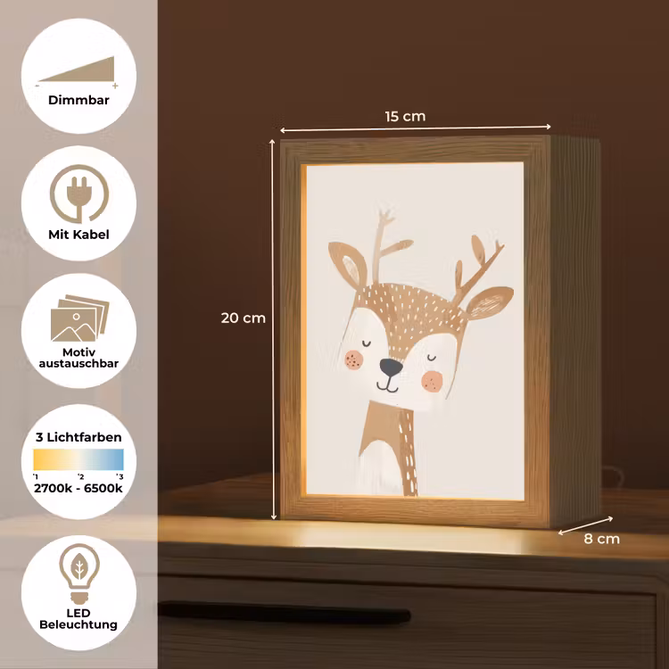 Hert - Bosdieren - Beige Light Box met kabel (Kinderlampje) klein -USP_websiteoverzichtDE