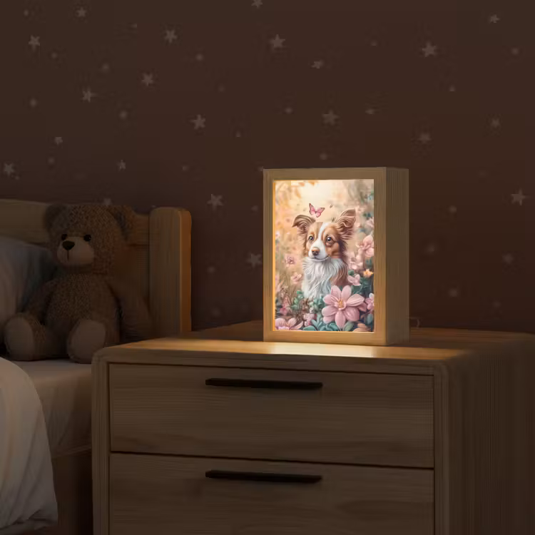 Hond - Bloemen - Roze Light Box met kabel klein -sfeer1_kind